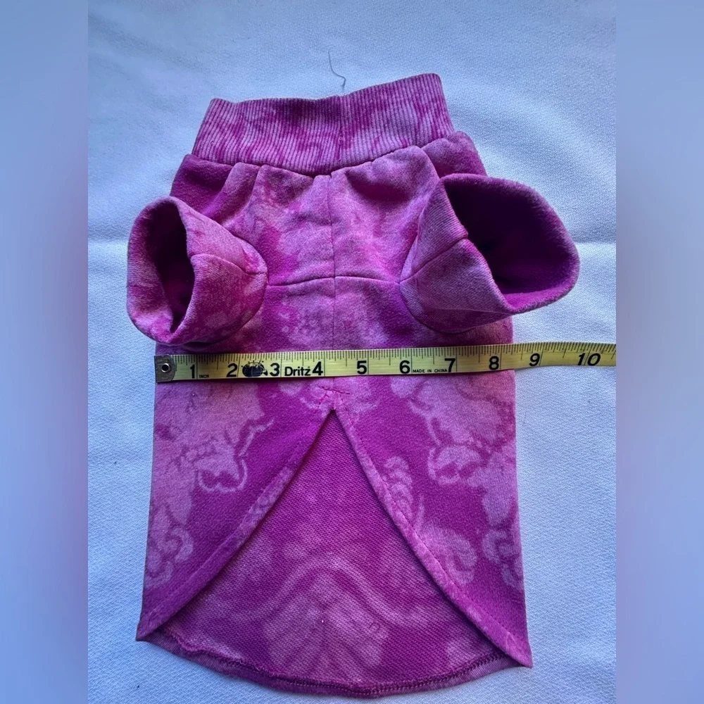 Handcrafted Magenta Damask Dog Sweatshirt | Upcycled One-of-a-Kind | Small